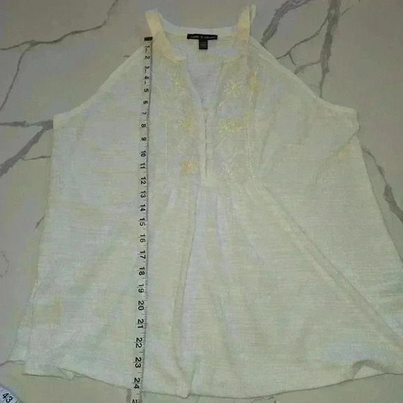 Cable & Gauge Womens Loose Fit Boho Embroidered Tank Top Size XL White - Picture 10 of 10